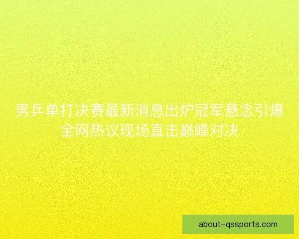 男乒单打决赛最新消息出炉冠军悬念引爆全网热议现场直击巅峰对决